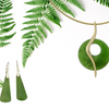 Greenstone pendant with silver koru on omega