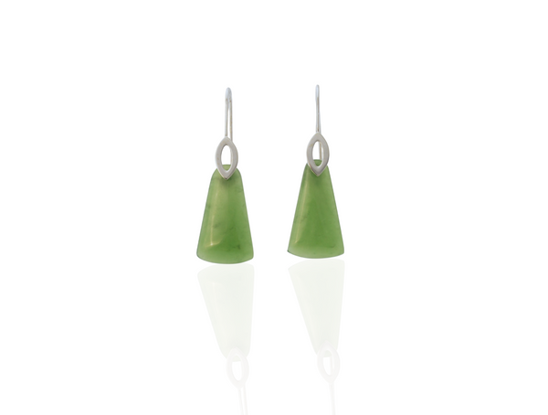 Greenstone Open Leaf Earrings Silver