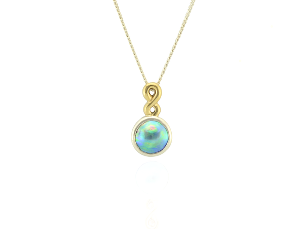 Blue Pearl Silver & Gold Twist Pendant