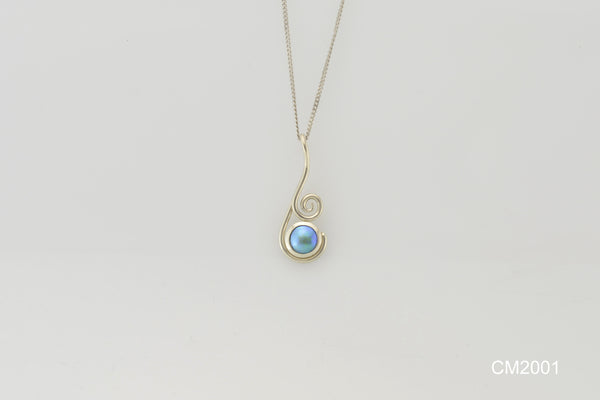 Blue Pearl Fern Frond Pendant