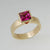 9ct yellow gold ring with princes cut pink tourmaline