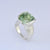 9ct yellow gold ring with large cushion cut green stone