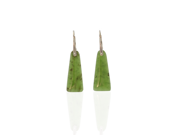 Greenstone and silver drop earrings