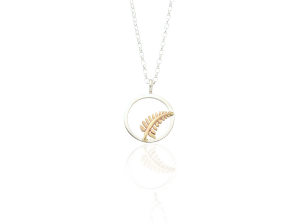 Silver Fern Circle Pendant