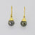 18ct yellow gold drop earrings pearlcap with Cook Islands black pearls