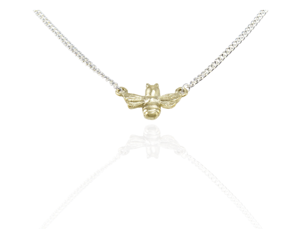 bee necklace 9ct gold with silver chain