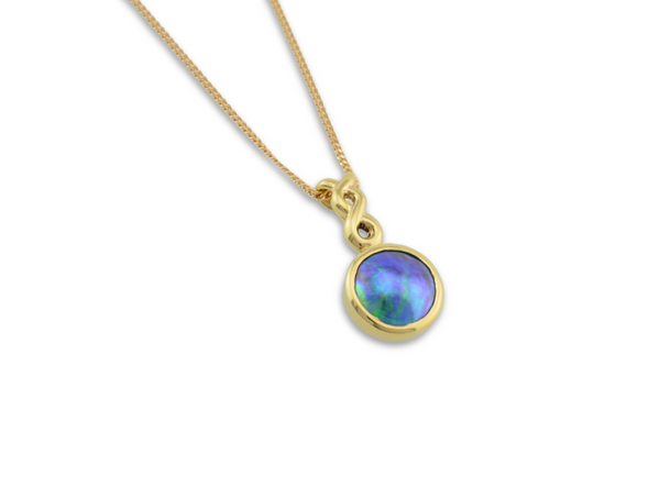 Blue Pearl Gold Infinity Twist Pendant