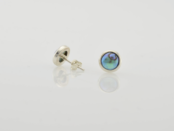 side view blue pearl earrrings
