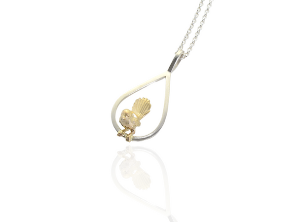 Fantail Bird Pendants in frame