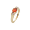 Oval Fire opal ring in 9ct yellow gold with diamonds side view