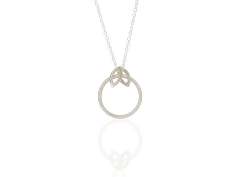 Silver open leaf and circle Pendant