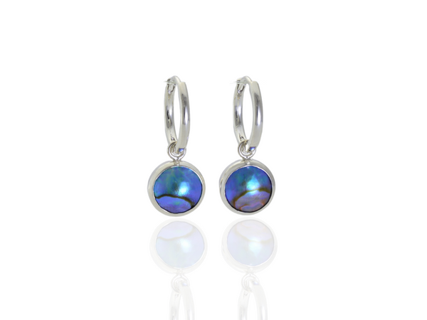 NZ blue pearl hoop earrings