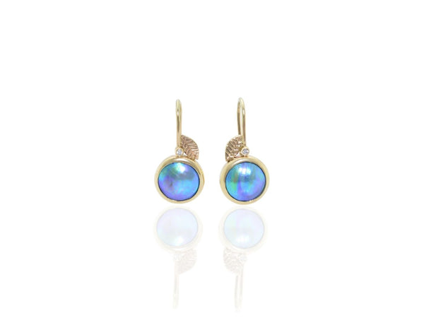 Blue Pearl Drop earrings in gold