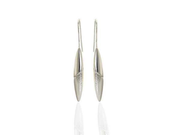 Silver bullet shaped drop earrings