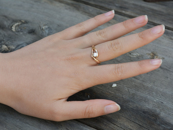 Diamond Solitaire rose gold ring - San Jose on model