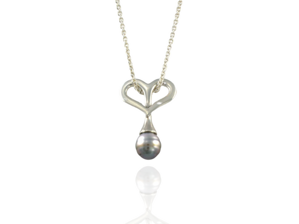 silver black pearl pendant - Aitutaki