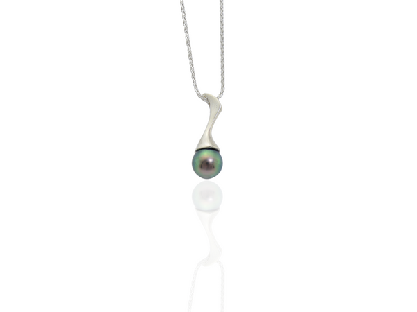 black pearl pendant silver
