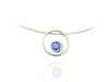 Blue Pearl Koru Pendant, silver on Omega chain