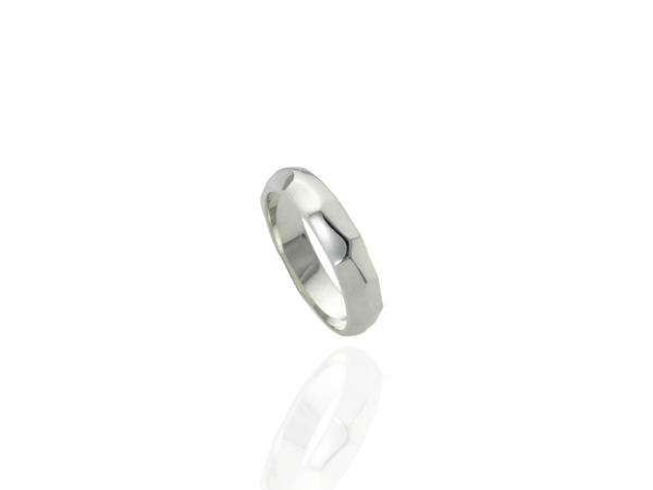 silver band with freeform facets