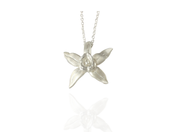 orchid pendant silver large