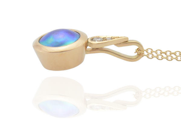 Blue Pearl Pendant in Rose Gold with Diamonds