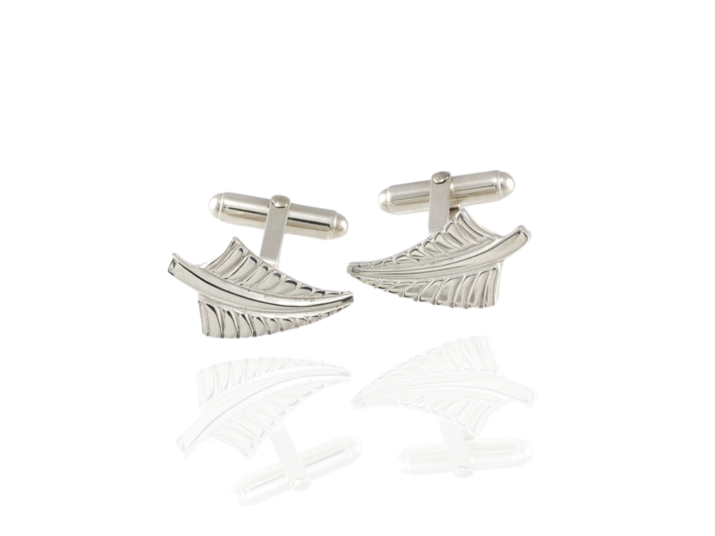 Silver Fern Cufflinks in Sterling Silver handmade by Jewel Beetle