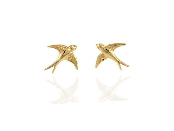 swallow bird studs earringsin gold