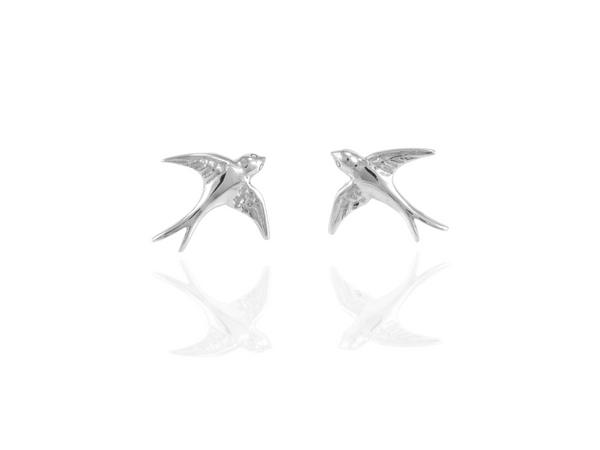 swallow bird studs earringsin silver