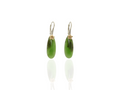Greenstone Drops  Earrings  - Silver with Gold Flowers