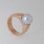 18ct red gold ring with large white cultivated pearl