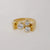 18ct yellow gold ladies dress ring with 3 diamonds rub over set.