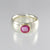 9ct white gold with yellow gold ring setting and pink cushion cut Ruby