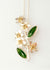 Manuka flowers on a stem with 2 greenstone/ Pounamu set in sterling silver with 9ct yellow gold flower centers on a chain
