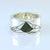 sterling silver band ring with mountain engraving and special cut greenstone/ Pounamu