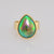 9ct yellow gold ring with large A grade pear shape eyris blue pearl