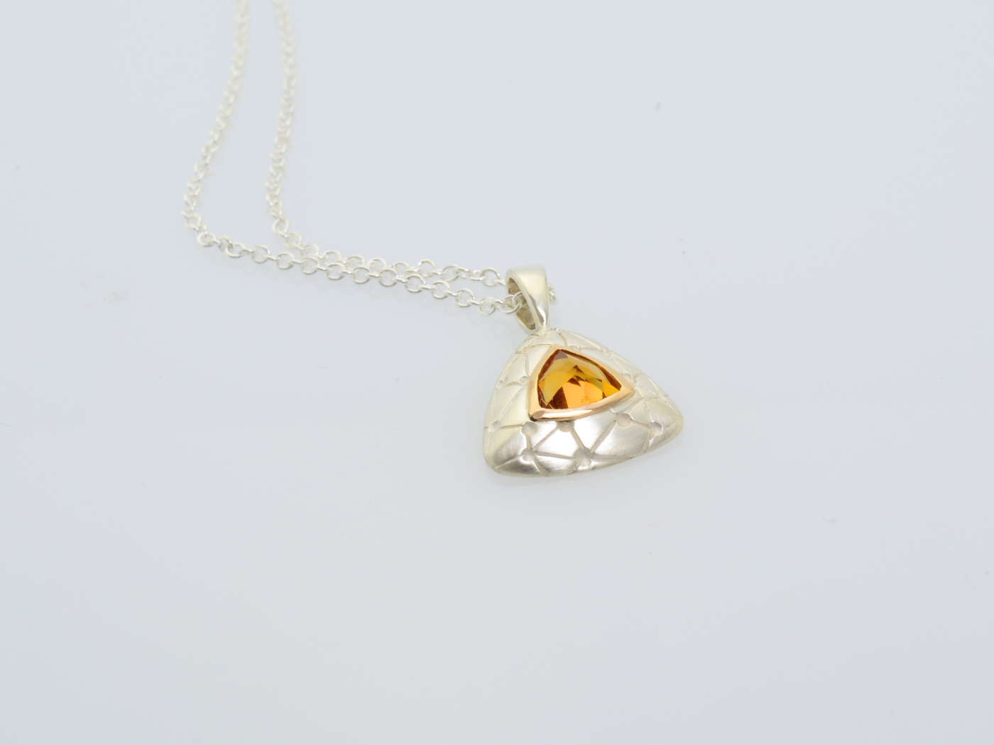 Triangular pendant with Citrine - handmade by Jewel Beetle