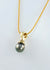 9ct yellow gold pearl cap pendant with black pearl