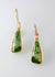 yellow gold drop earrings with flower jade greenstone pounamu