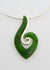 Elegant greenstone/ Pounamu hook pendant nestling an sterling silver koru on an omega chain