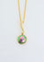 9ct yellow gold pendant with long koru bail. set with Eyris blue pearl