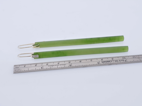 Long Greenstone Drop Earrings