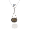 Sterling silver Smokey quarts and aquamarine pendant frontview