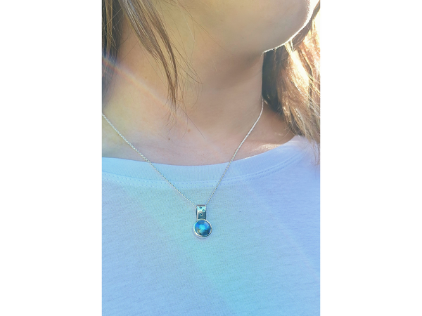 Blue Pearl Pendant with Topaz