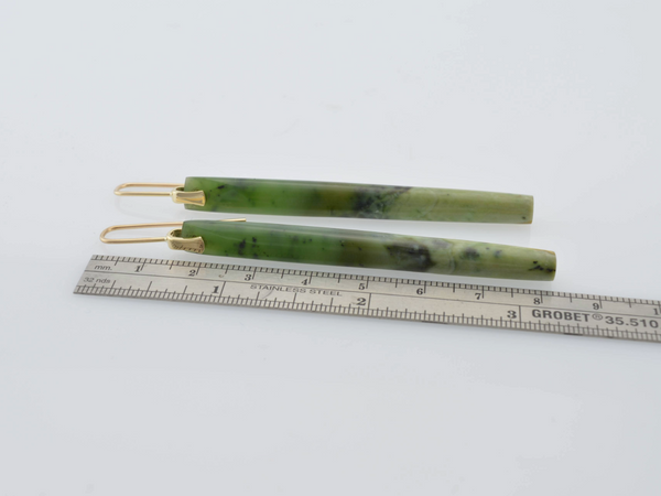 Gold Greenstone Drop Earrings