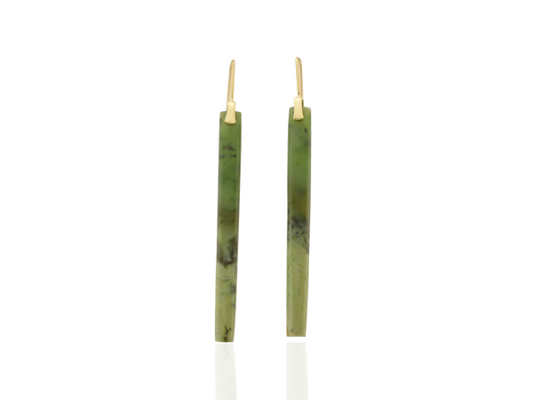 Gold Greenstone Drop Earrings