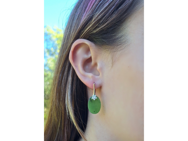 Greenstone Flower Drop Earrings