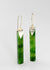 long elegant rectangle greenstone pounamu earrings. sterling silver gold and CZ