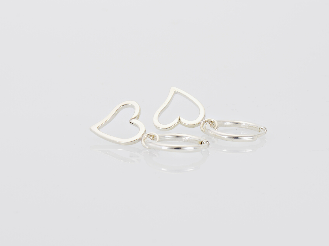 Pair of Parakeets on Heart Hoop Earrings