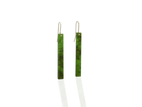 Long Greenstone Earrings with Simple Hook