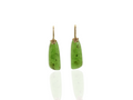 Greenstone panel earrings with 9ct yellow gold small flowers